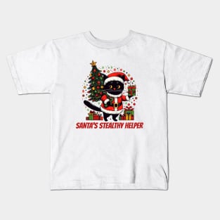 Black Cat Christmas Christmas Cat 2024 Kids T-Shirt
